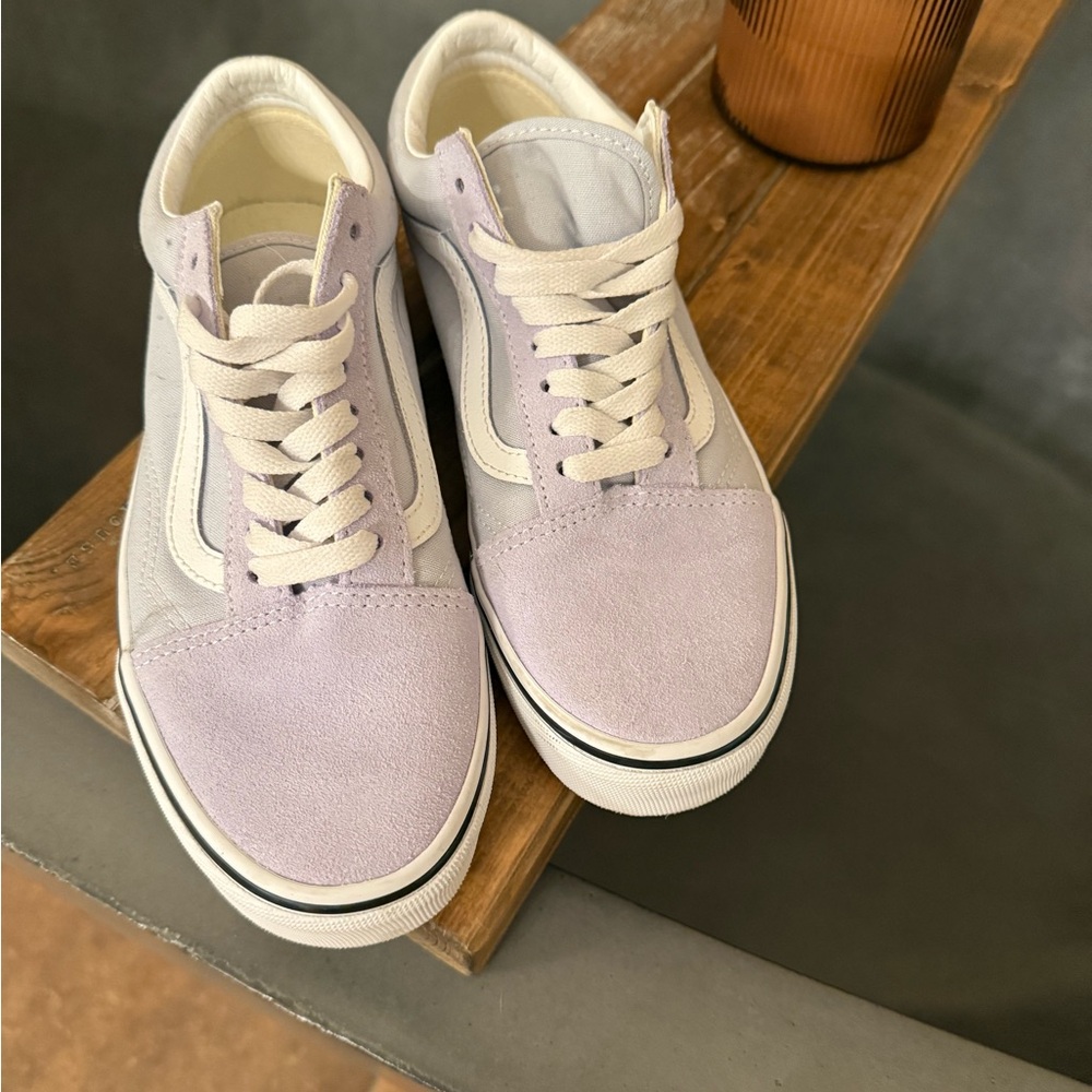Vans Women's Pastel Purple and White Sneakers